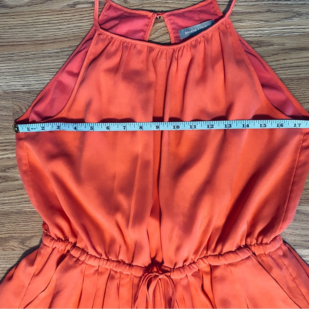Sz 10P Banana Republic 🍊 Tangerine Orange Halter Flowy Mini Dress - Picture 4 of 7